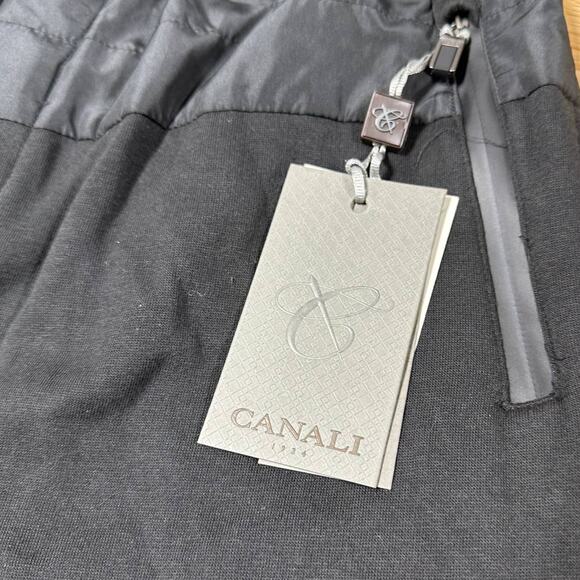 Canali NWT Black Edition Tech Jogger Pants Black Size 34 Zip Pockets 100% Cotton - Picture 7 of 10